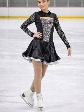 Revolution Dancewear Dance Ice Skating Costume Girls Black XXLA